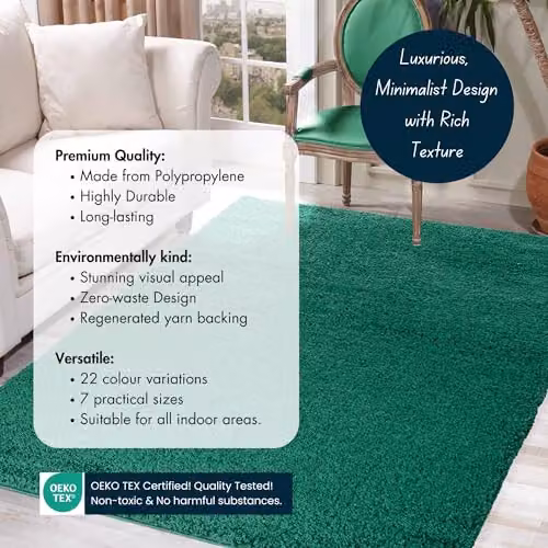 Serdim Rugs Green Plain Modern Machine Woven Living Room Area Rug, W: 60 cm, L: 110 cm – 7