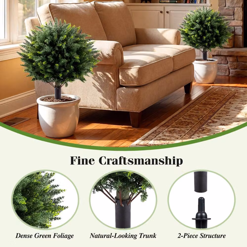 Costway Set of 2 Green Artificial Cypress Topiary Trees, 70 cm Height – 6