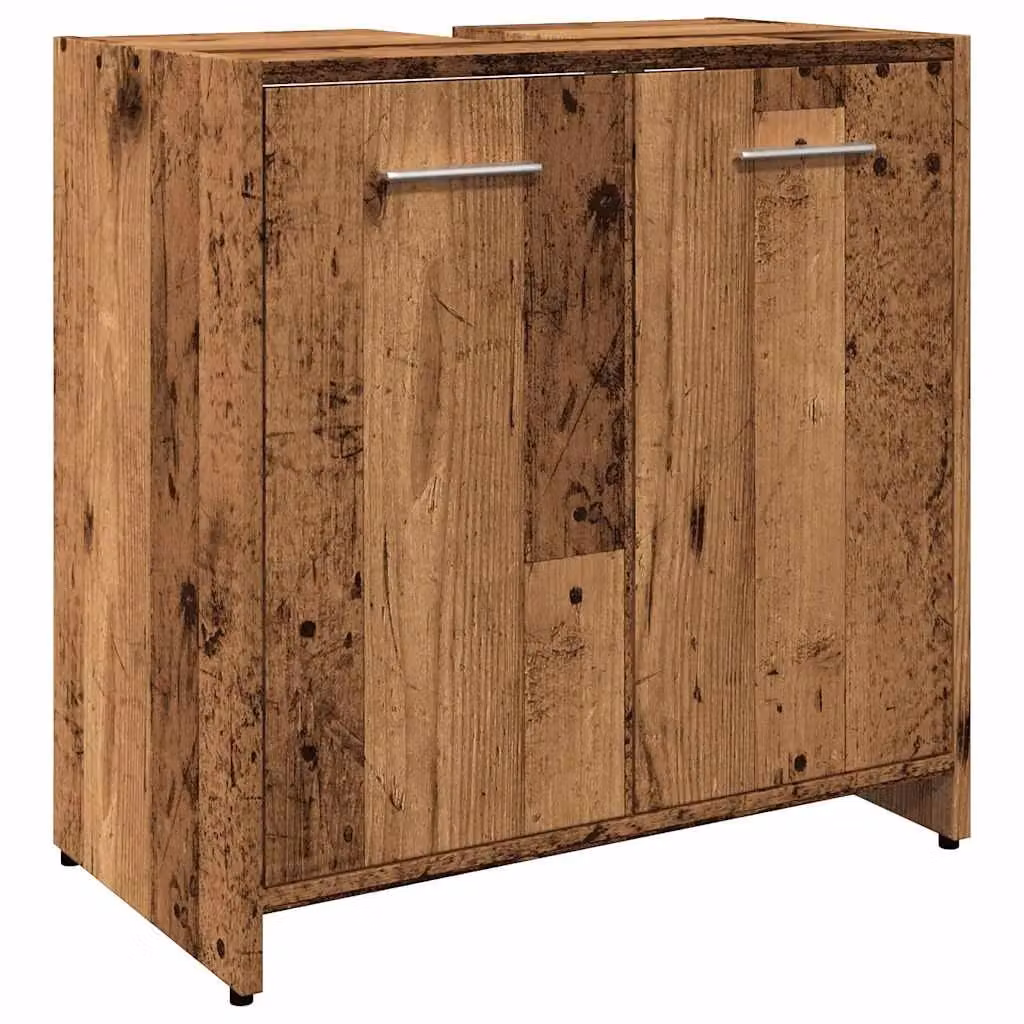 Berkfield Home Rustic Old Wood Bathroom Sink Cabinet, Brown, W/D/H: 60 x 33 x 60 cm – 2