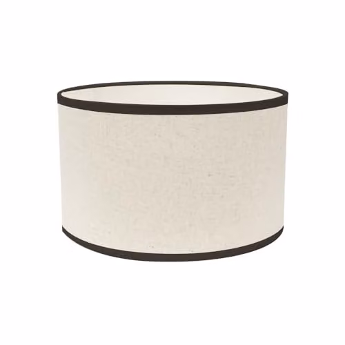 ValueLights Eva Small Drum Lamp Shade in Natural Linen Fabric with Black Trim and LED Bulb, Width: 25 cm – 1