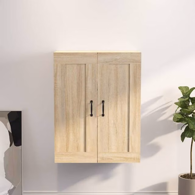 Berkfield Home Hanging Wall Cabinet in Sonoma Oak Brown, W: 69.5 cm, D: 32.5 cm, H: 90 cm – 1