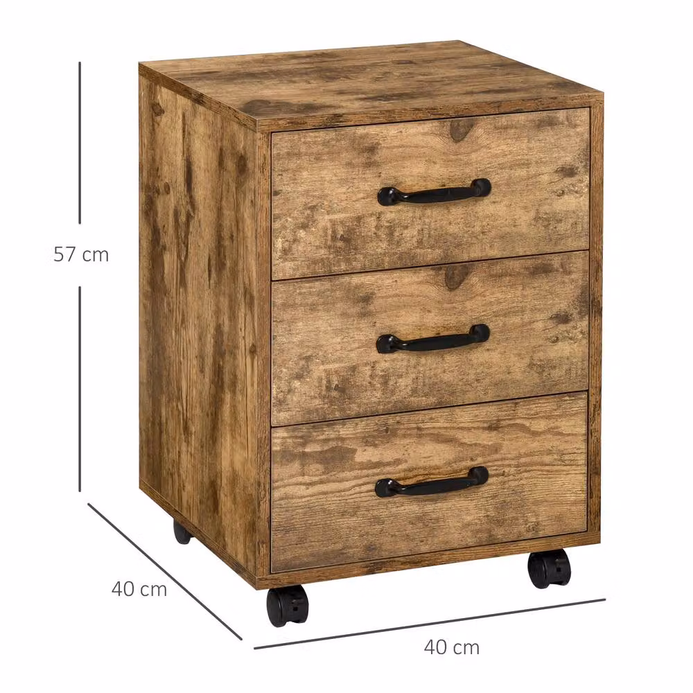 STILVORA 3 Drawer File Cabinet with Castors, Rustic Brown, W/D/H: 40 x 40 x 57 cm – 4