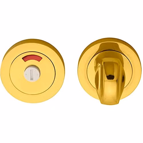 Loops Thumbturn Lock and Release Handle with Indicator in Polished Brass, 50mm Diameter