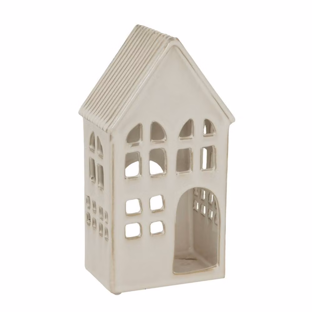 Lemon Pavilion White Ceramic Tea Light Holder, W: 9 cm, D: 6 cm, H: 16 cm – 2
