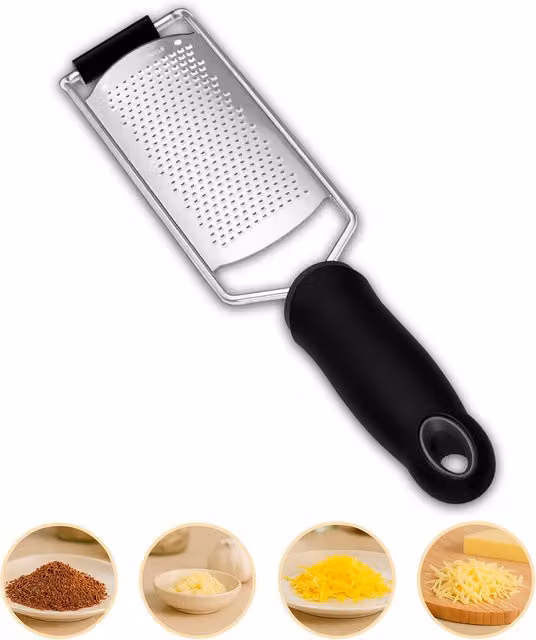 Innoteck Rectangular Fine Stainless Steel Grater with Non-Slip Base, Silver