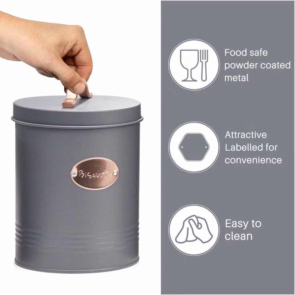SPETLEK 5-Piece Metal Kitchen Bread Bin Storage Tin Set in Grey – 4