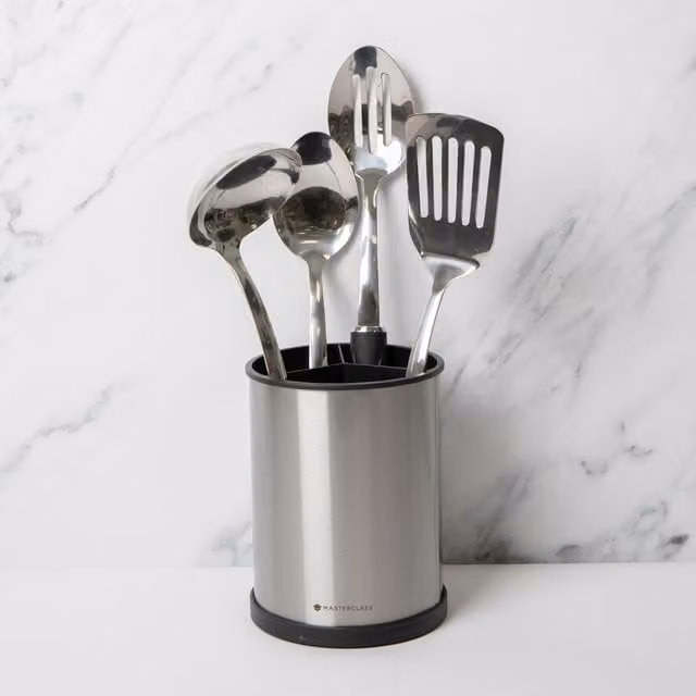 MasterClass 5-Piece Stainless Steel and Nylon Utensil Set in Blue with Holder