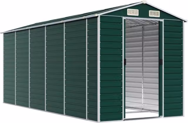 Berkfield Home Garden Shed in Green Galvanised Steel, W/D/H: 191 x 470 x 198 cm – 1