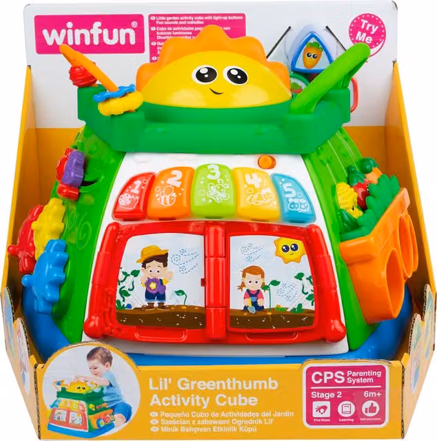 Winfun Lil' Greenthumb Activity Cube in White and Multicolour for Cognitive and Sensory Development