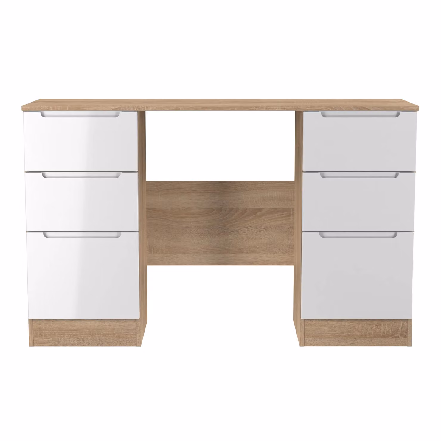 2 U Lucca Ready Assembled 6 Drawer Kneehole Desk in Light Oak – 2