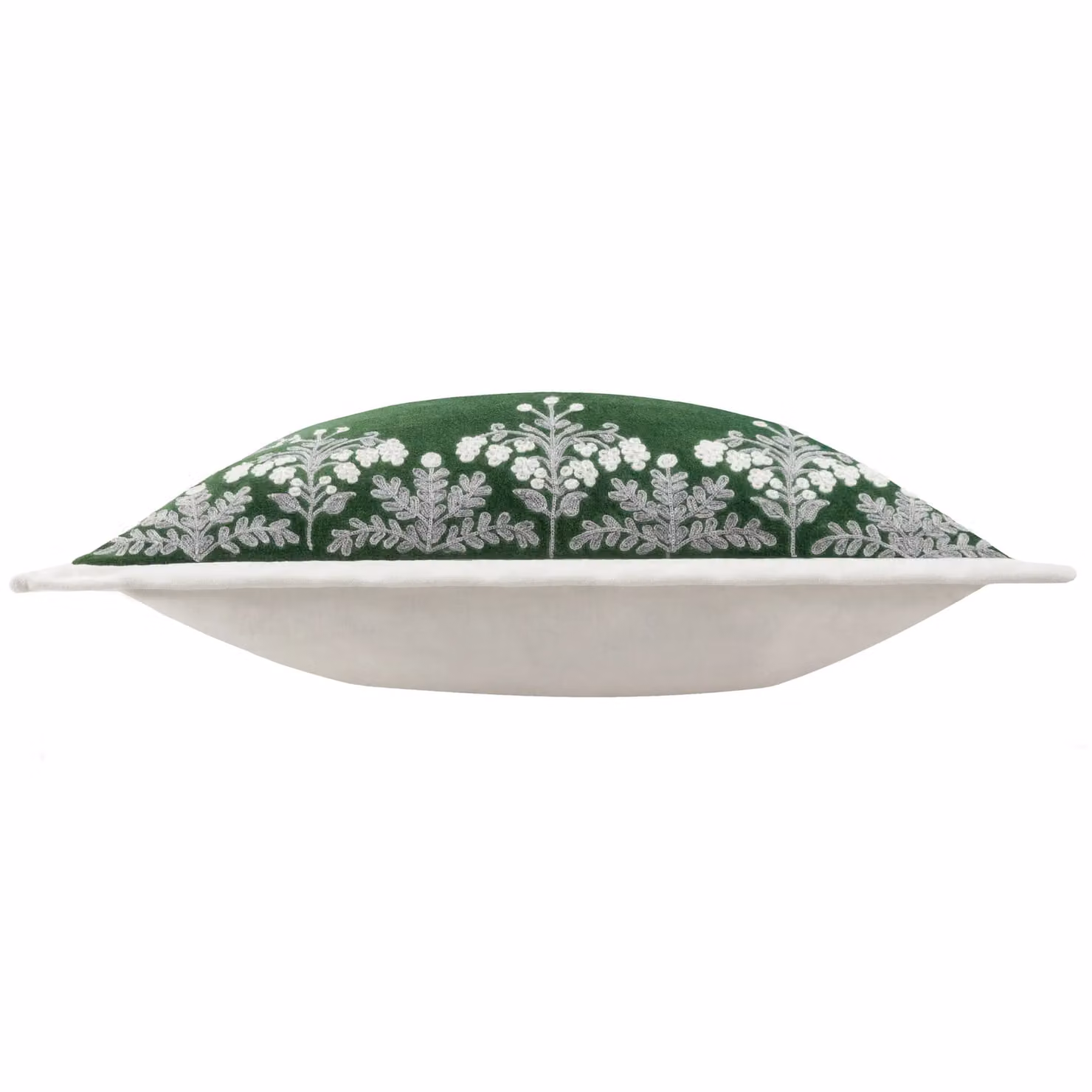 Paoletti Winter Bloom Floral Embroidered Cotton Velvet Cushion, Green, W/D/H: 50 x 50 x 50 cm – 3