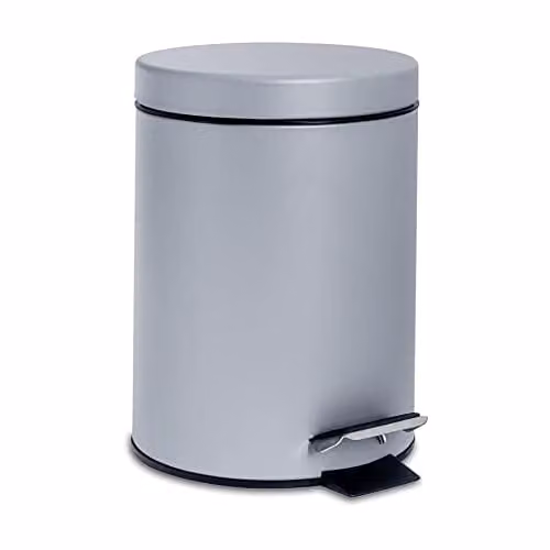 Harbour Housewares 3L Round Stainless Steel Pedal Bin with Removable Inner Bucket - Grey