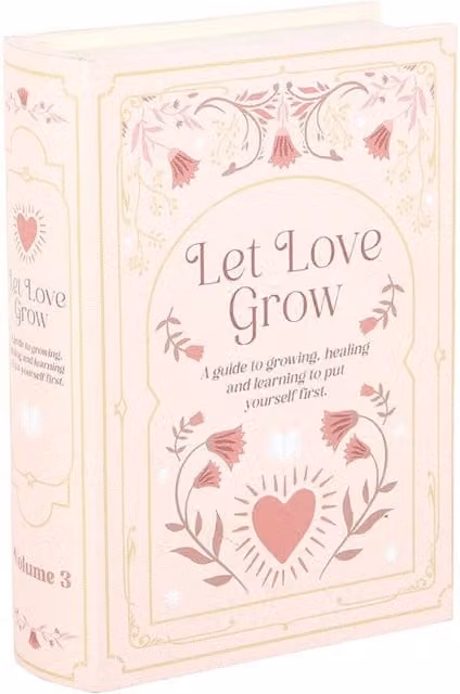 Kingsbury Gifts Let Love Grow Pink Wood Book Shaped Jewellery Storage Box