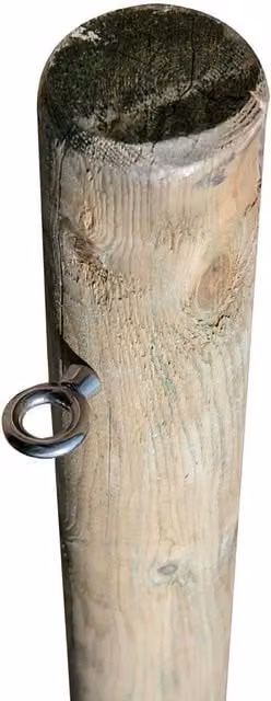 Primrose Natural Wooden Shade Sail Pole and Eyebolt Screw Fixture, 4m Height, 12cm Diameter