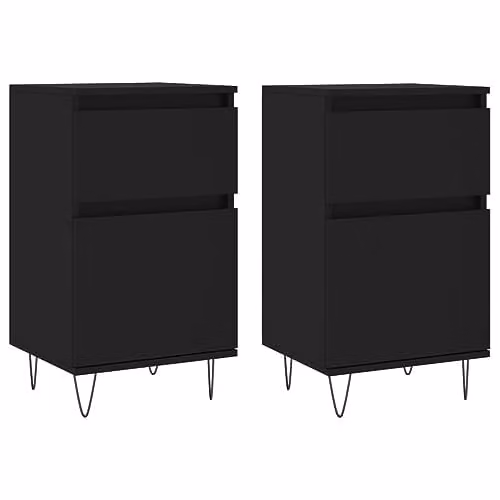vidaXL Set of 2 Modern Black Sideboards, W/D/H: 40 x 35 x 70 cm