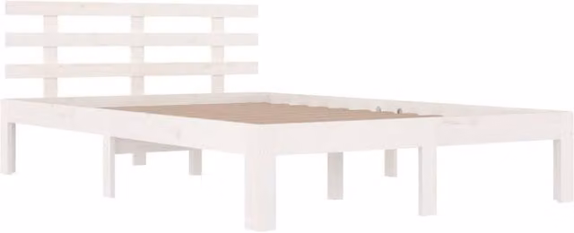 Berkfield Home Beautiful Small Double Bed Frame in White Solid Pine Wood, W/D/H: 120 x 200 cm