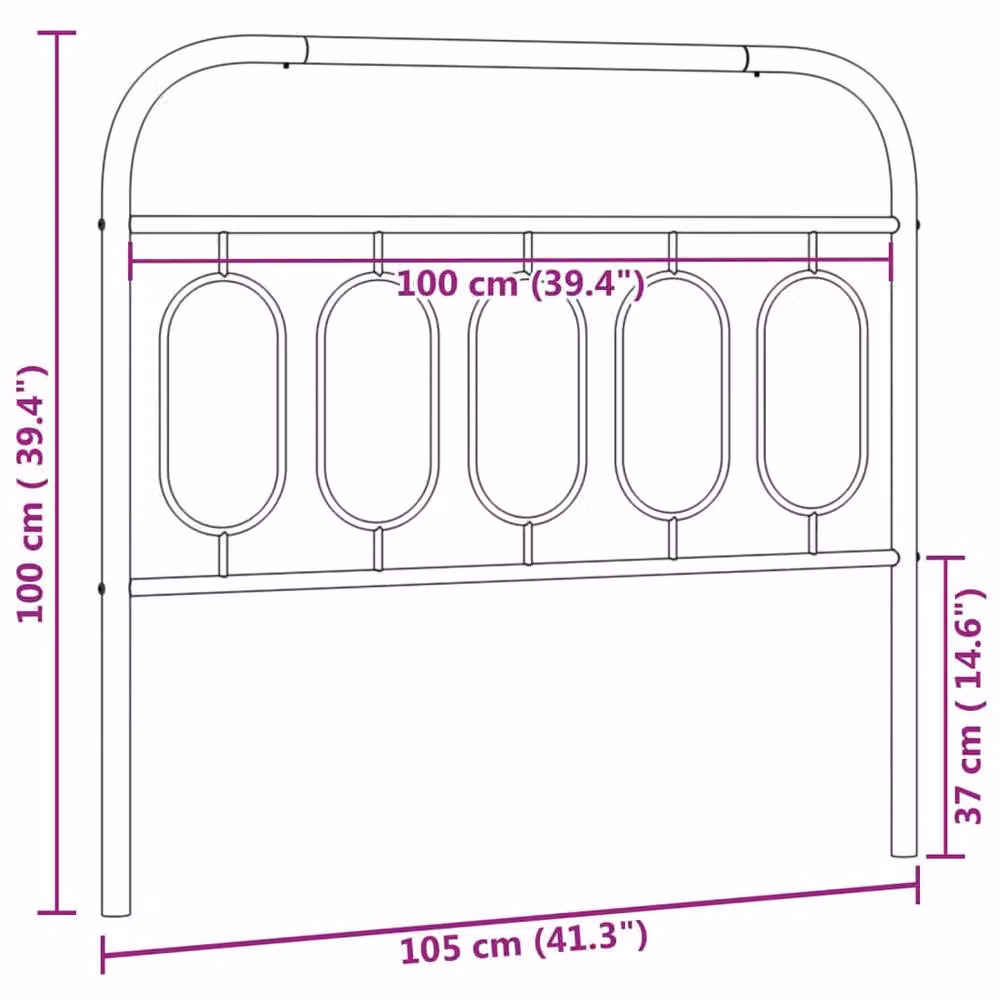Berkfield Home Metal Headboard in Black, Width: 100 cm