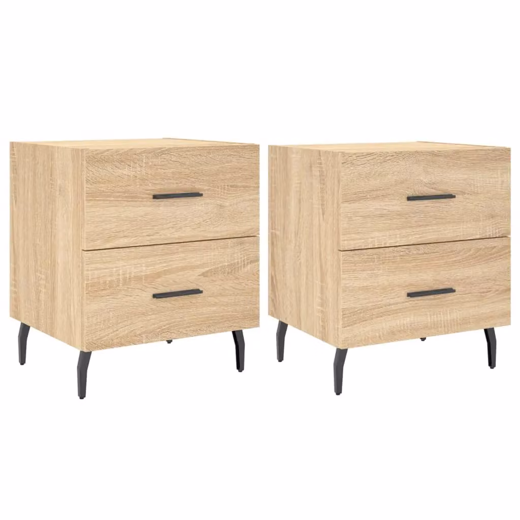 Berkfield Home Set of 2 Sonoma Oak Bedside Cabinets in Brown, W/D/H: 40 x 35 x 47.5 cm