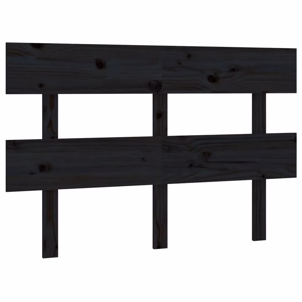 Berkfield Home Black Solid Wood Pine Bed Headboard W/D/H: 124 x 3 x 81 cm – 2