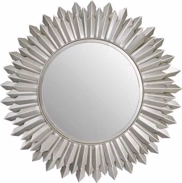 Orsina Templar Sunburst Round Wall Mirror in Silver – 1