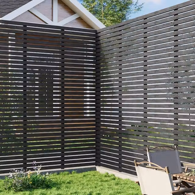 Livingandhome Grey Single Wood Outdoor Fence Gate Panel, W: 180 cm, H: 210 cm