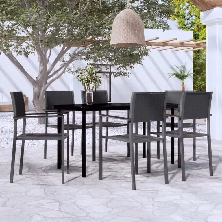Berkfield Home 7 Piece Modern Garden Dining Set in Black