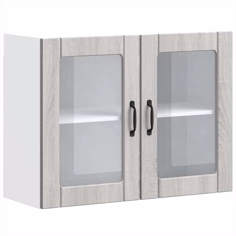 Berkfield Home Lucca Grey Kitchen Wall Cabinet with Glass Doors