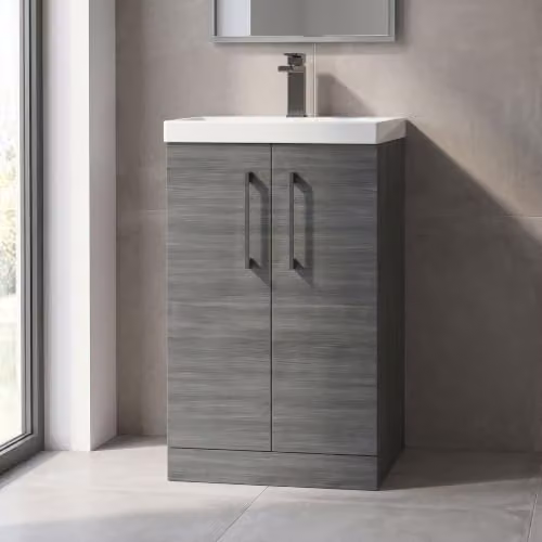 Balterley Floor Standing Bathroom Vanity Unit with Basin, Anthracite Woodgrain, W: 51.0 cm, D: 39.0 cm, H: 84.0 cm – 2