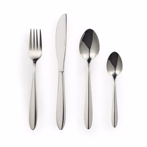 Salter Leyland 16 Piece Silver Stainless Steel Cutlery Set with Mirror Polish Finish for 4 Place Settings