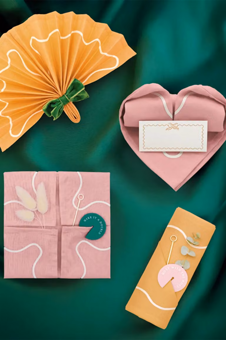 Portico Designs Ltd Art of Hosting Napkin and Napkin Ties Set in Multicolour