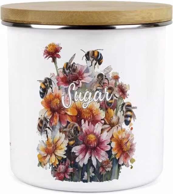Purely Home Floral Ceramic Large Kitchen Storage Canister in White