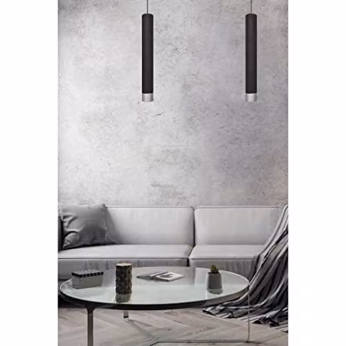 Netlighting Helam Tuba Straight Bar Pendant Ceiling Light in Black and Chrome, W: 60 cm – 2