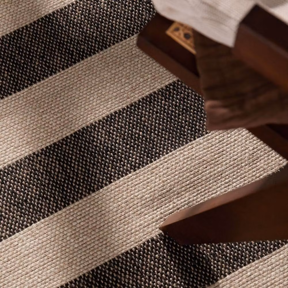 THE RUGS Playa Handloom Jute Striped Rug in Natural White and Black, W: 160 cm, D: 230 cm – 8