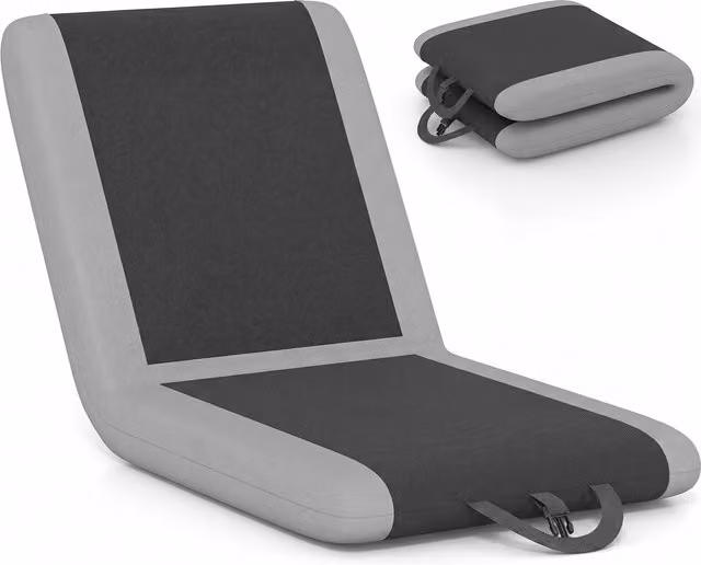Costway Folding Bleacher Chair in Black and Grey with Cushions