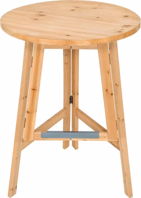 tectake Round Brown Solid Wood Garden Bar Table with Folding Top