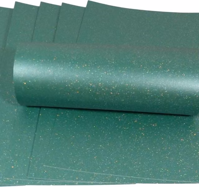 Syntego Pack of 10 Green Sparkle Construction Paper