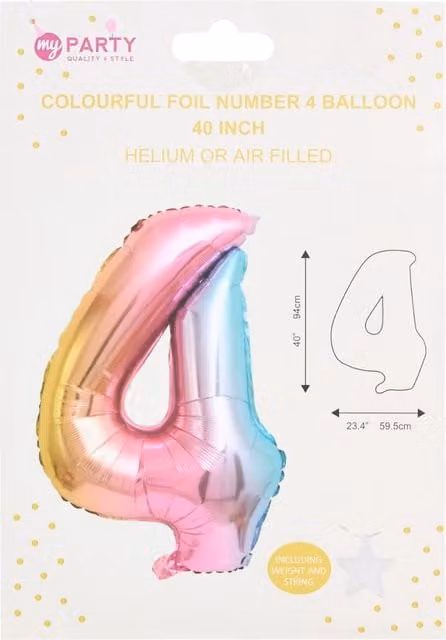 My Party Multicolour Number 4 Foil Hanging Party Balloon