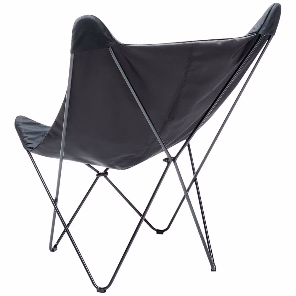 Wyld and Coco Velvet Sling Butterfly Lounge Chair in Black with Metal Hairpin Legs – 4