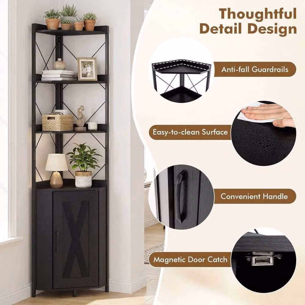 FORGEVIO 6-Tier Corner Storage Shelf and Display Rack in Matt Black Metal – 5
