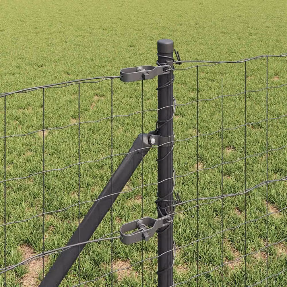 Berkfield Home Euro Fence with 13 Posts, Galvanised Steel, Grey and Silver, 0.4 x 25 m – 3