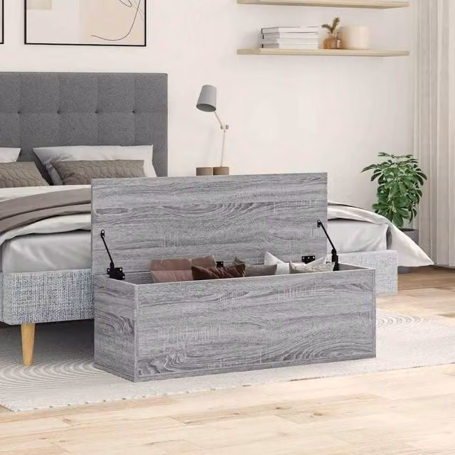 Berkfield Home Grey Sonoma Storage Box in Engineered Wood W/D/H: 102 x 35 x 35 cm