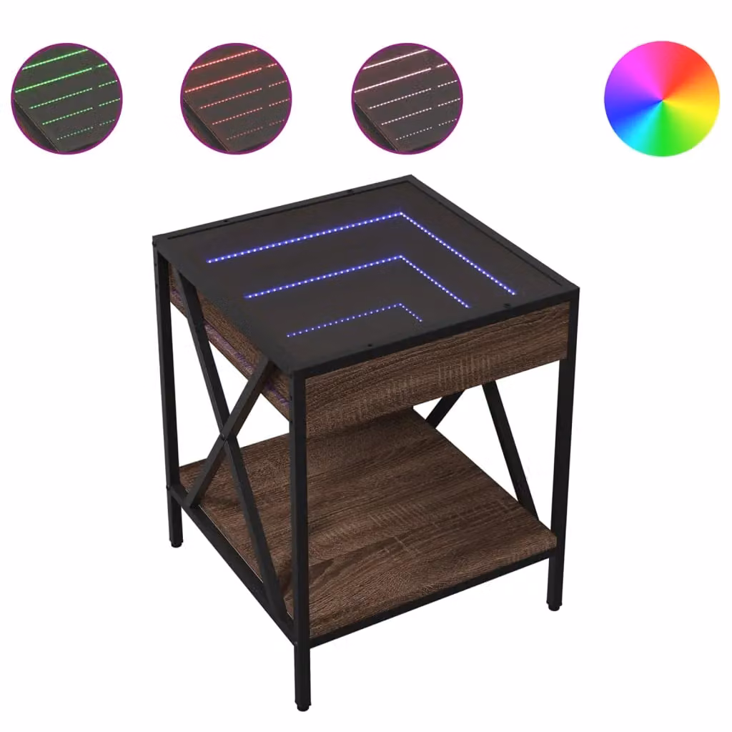 Berkfield Home Infinity LED Coffee Table in Brown Oak, W/D/H: 40 x 40 x 49 cm – 2