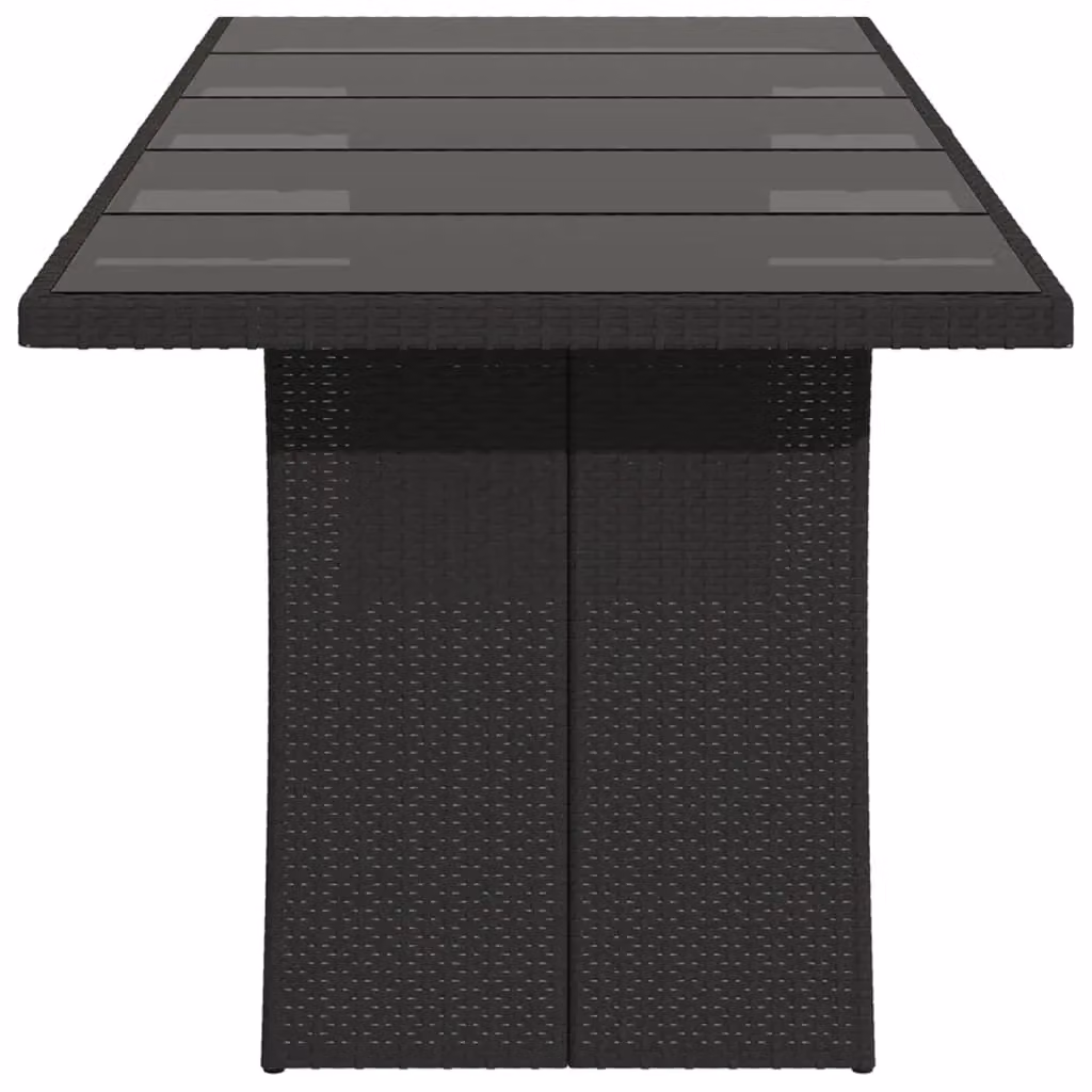 Berkfield Home Modern Black Poly Rattan Garden Table with Glass Top, W/D/H: 240 x 90 x 75 cm – 4
