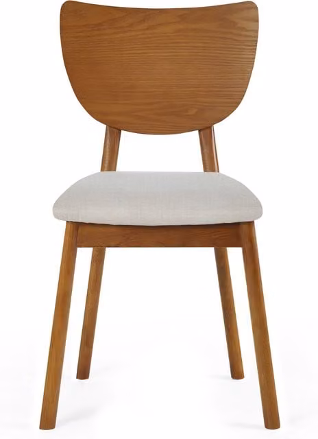 Julian Bowen Set of 2 Lowry Retro Dining Chairs in Cherry Wood with Fabric Upholstery