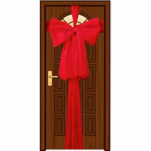 SHATCHI Red Christmas Door Bow 9m Giant Textile Bow for Festive Home Decoration