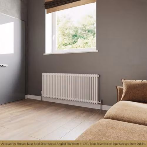 UK Radiators Alpha White 3 Column Traditional Cast-Iron Style Steel Radiator with Feet, W: 1355 mm, H: 600 mm – 2