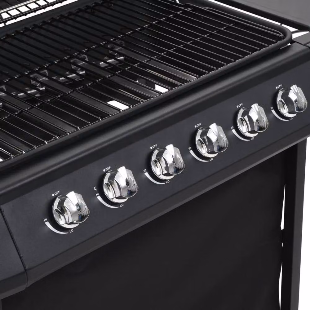 Berkfield Home Gas BBQ Grill with 6 Cooking Zones in Black Steel – 4