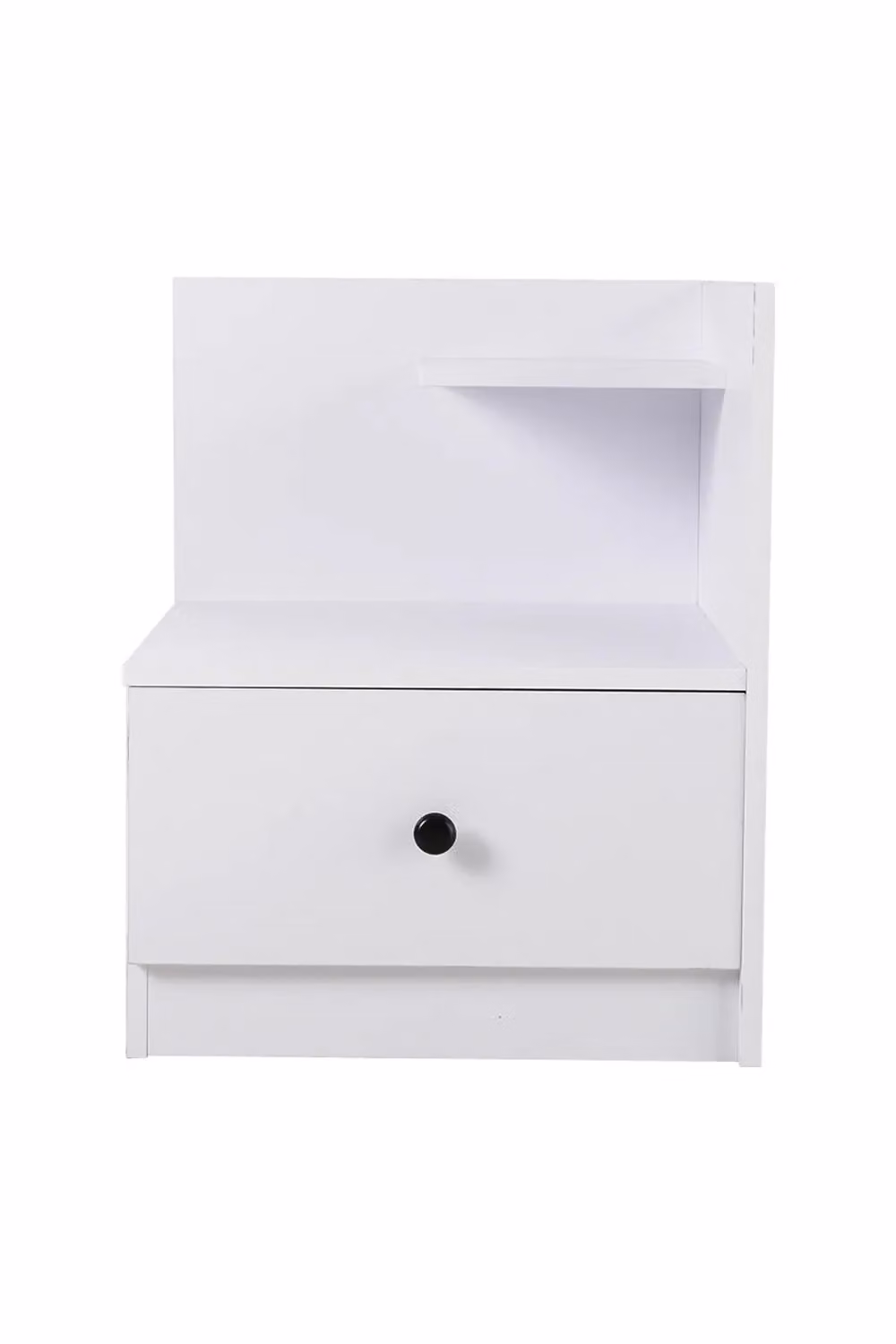 Living and Home Modern Wooden Bedside Table with Drawer and Shelf in White – 2