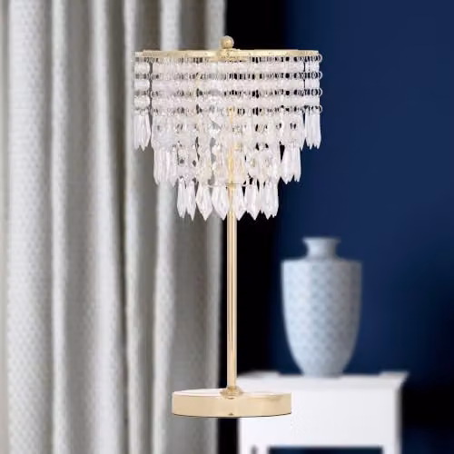 First Choice Lighting Cascada Set of 2 Gold and Transparent Crystal Jewelled Table Lamps – 2