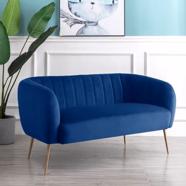 Artemis Home Matilda 2 Seat Velvet Sofa in Blue